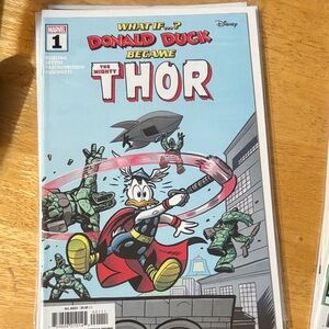 Marvel What If Donald Duck Became Thor Comic - Blue and Red Cover